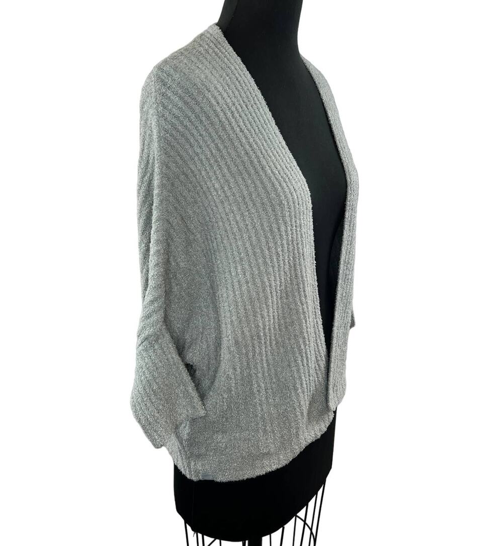 Barefoot Dreams Cozy Chic Lite Gray Ribbed Shrug Open Front Cardi Sweater Size S